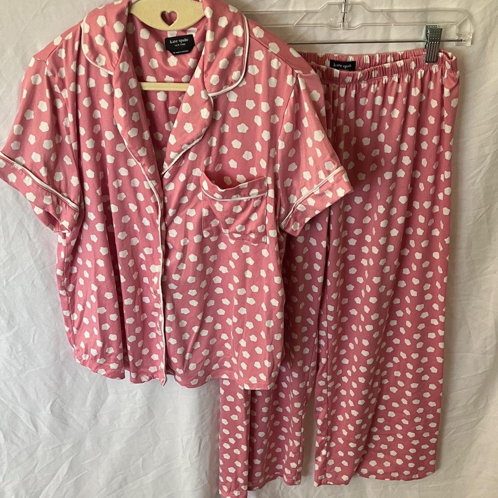 Kate Spade: Pink Cloud Dot Pajama Set- M- Soft